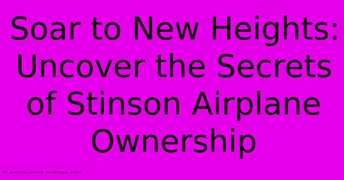 Soar To New Heights: Uncover The Secrets Of Stinson Airplane Ownership