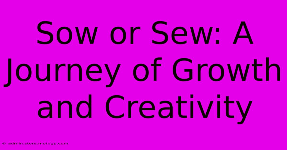 Sow Or Sew: A Journey Of Growth And Creativity