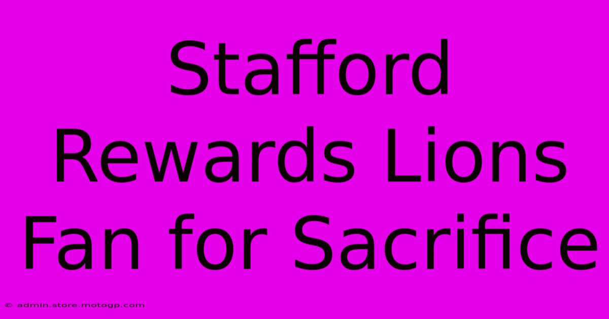 Stafford Rewards Lions Fan For Sacrifice