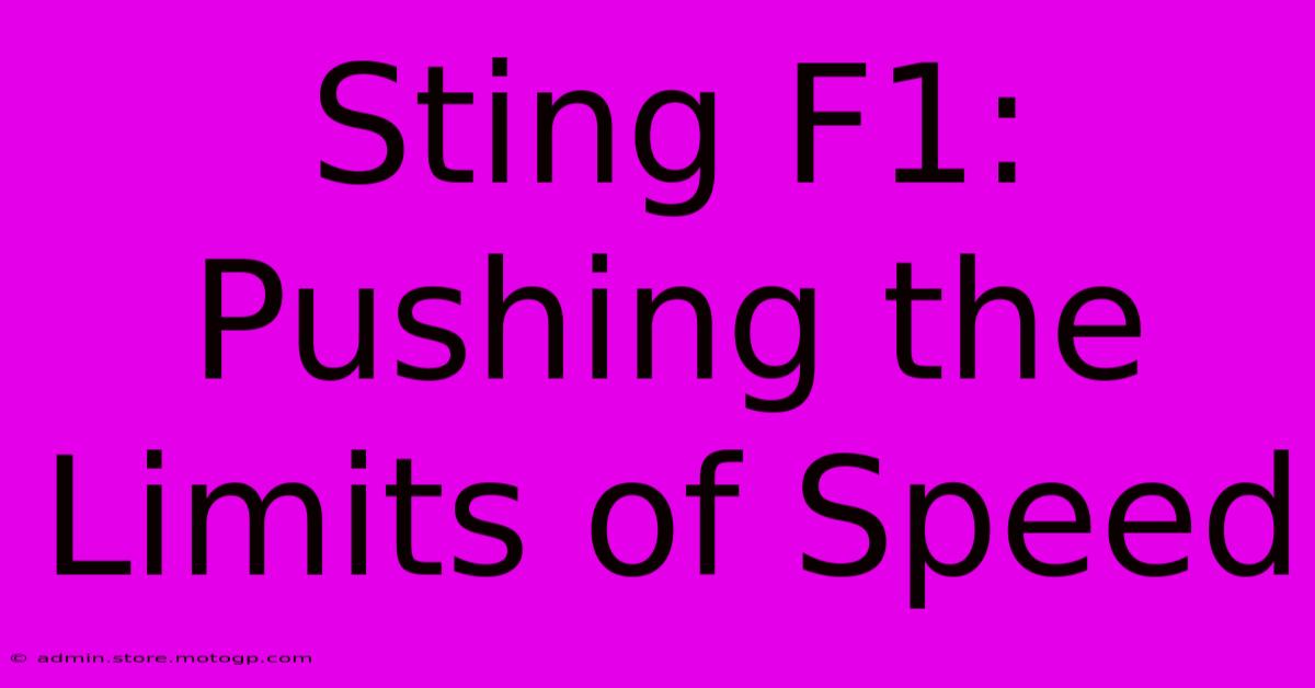 Sting F1: Pushing The Limits Of Speed