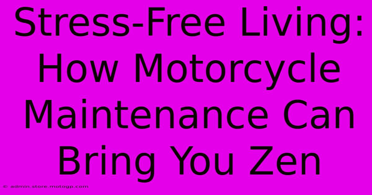 Stress-Free Living: How Motorcycle Maintenance Can Bring You Zen