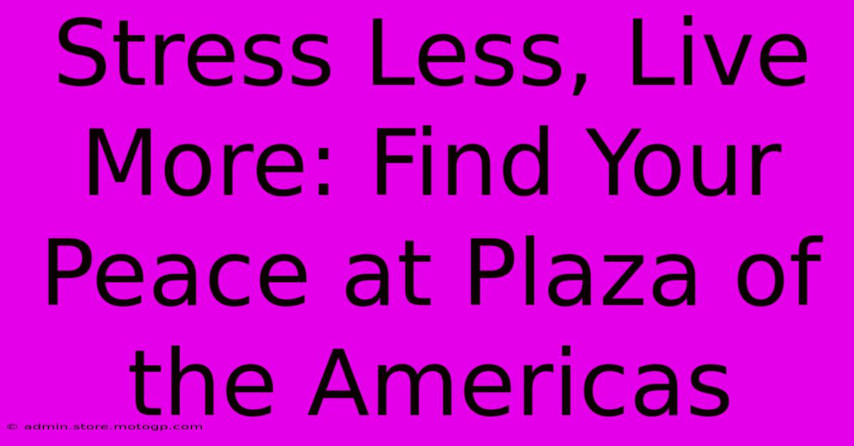 Stress Less, Live More: Find Your Peace At Plaza Of The Americas