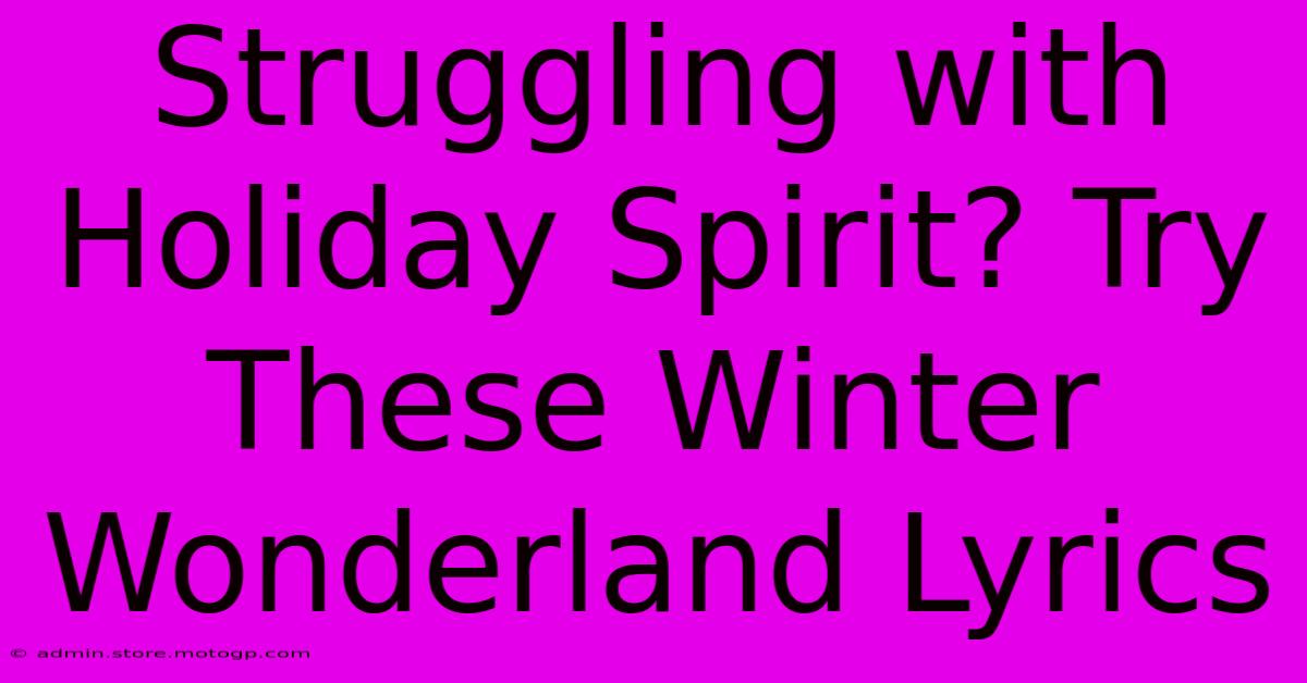 Struggling With Holiday Spirit? Try These Winter Wonderland Lyrics