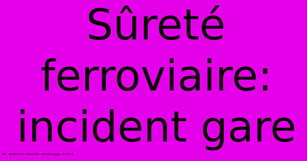 Sûreté Ferroviaire: Incident Gare