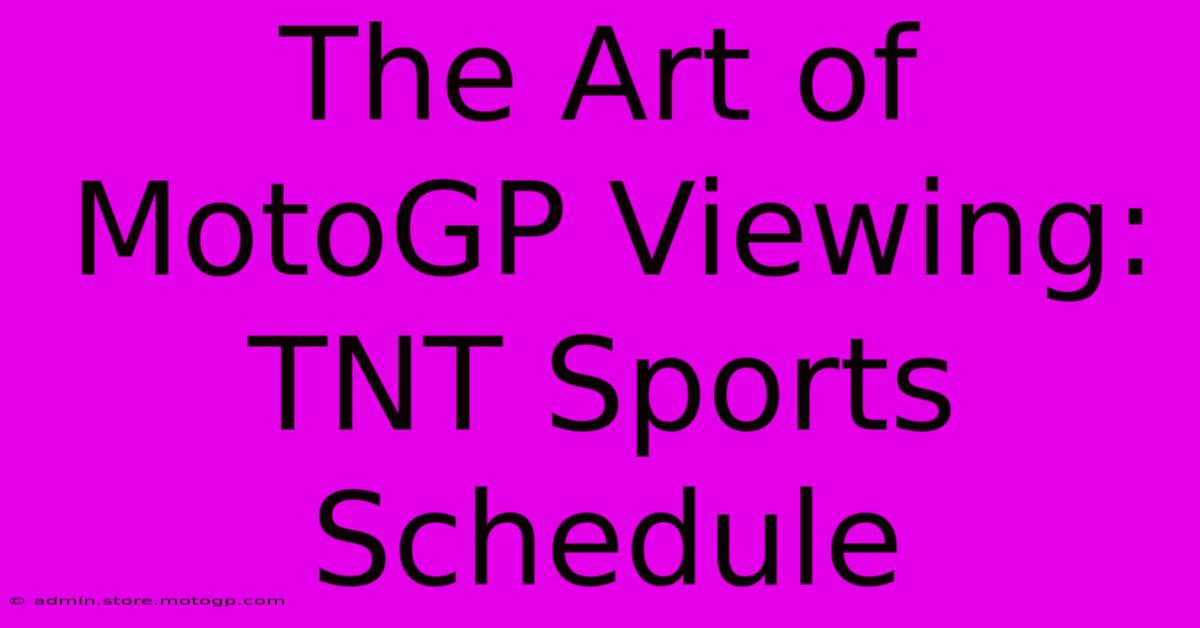 The Art Of MotoGP Viewing: TNT Sports Schedule