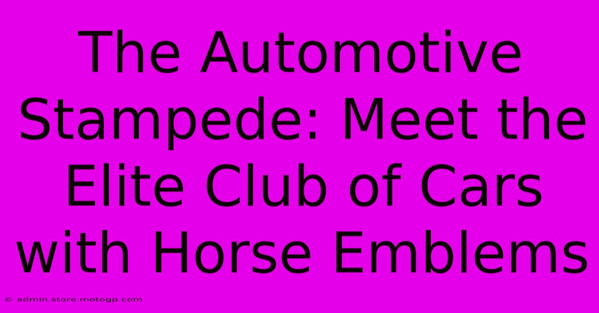 The Automotive Stampede: Meet The Elite Club Of Cars With Horse Emblems