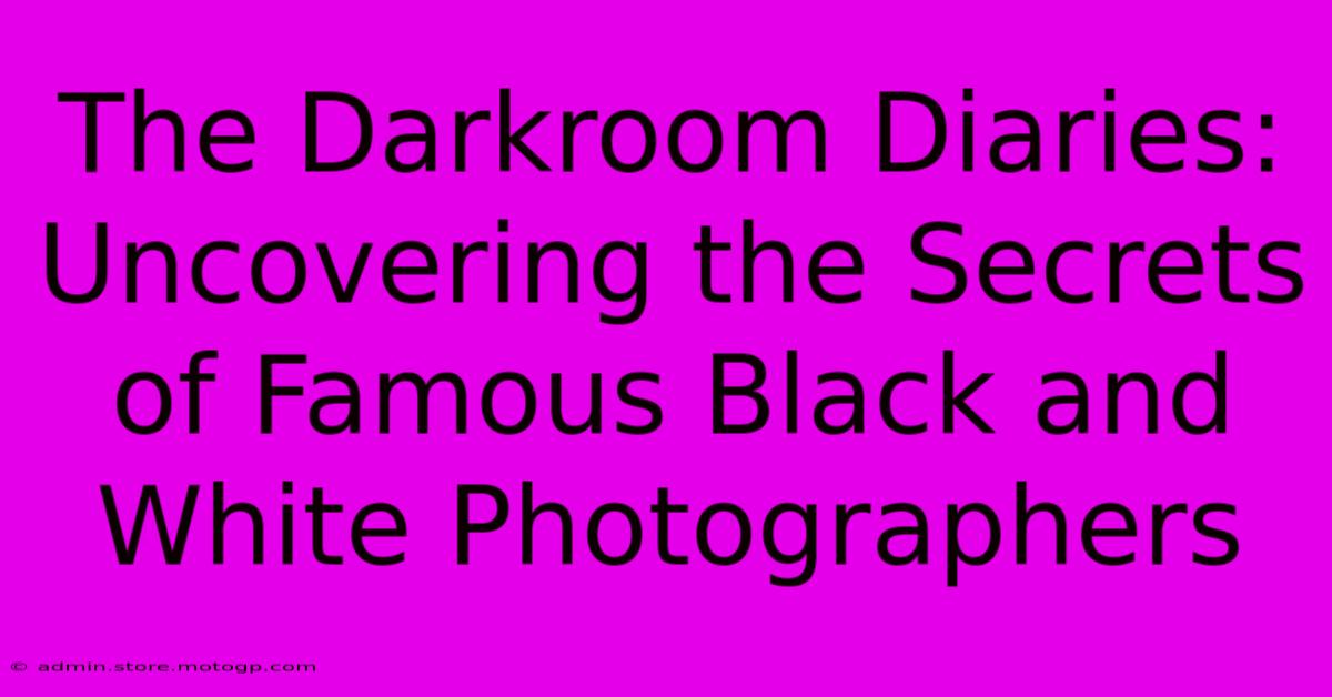 The Darkroom Diaries: Uncovering The Secrets Of Famous Black And White Photographers