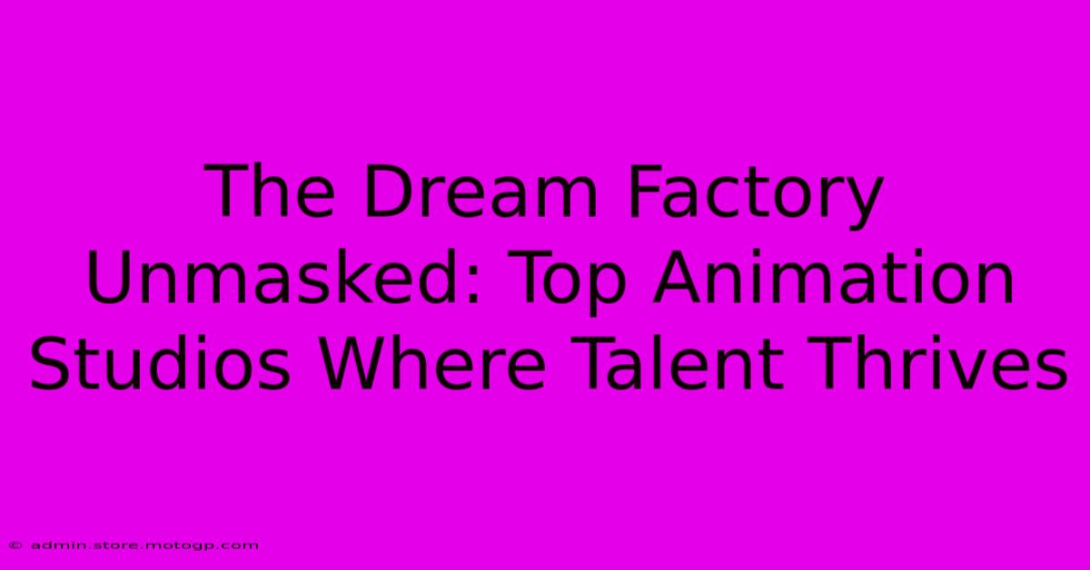 The Dream Factory Unmasked: Top Animation Studios Where Talent Thrives