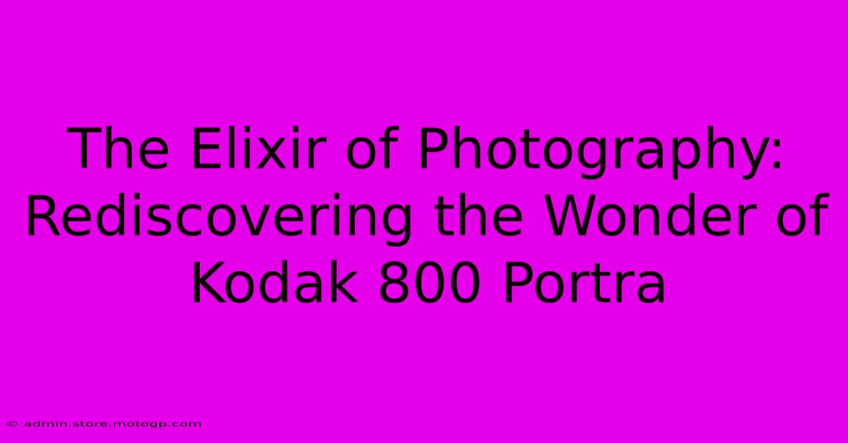 The Elixir Of Photography: Rediscovering The Wonder Of Kodak 800 Portra