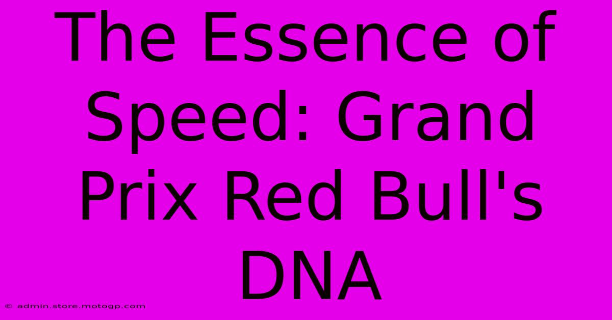 The Essence Of Speed: Grand Prix Red Bull's DNA