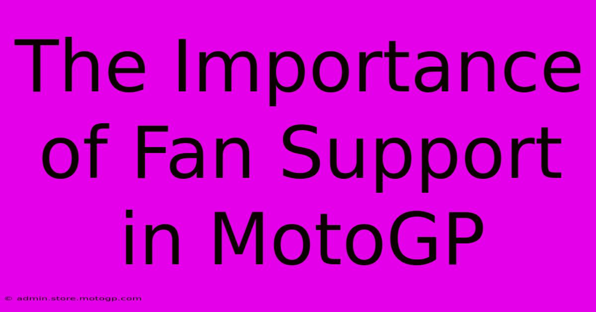 The Importance Of Fan Support In MotoGP