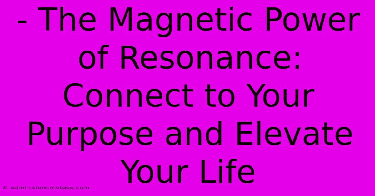 - The Magnetic Power Of Resonance: Connect To Your Purpose And Elevate Your Life