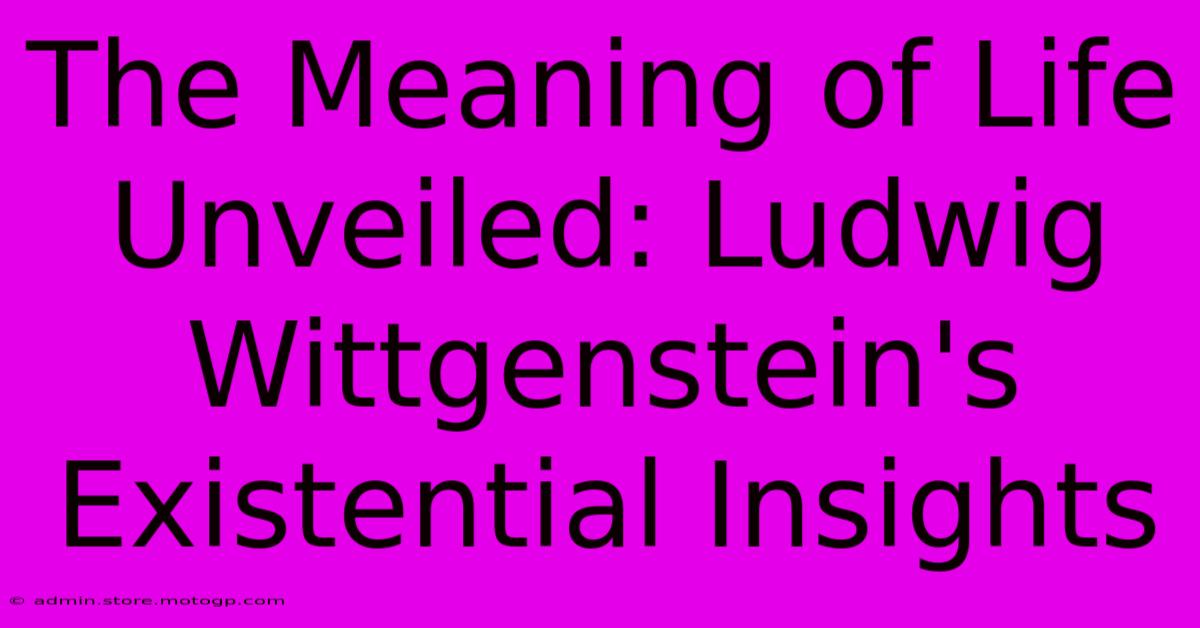 The Meaning Of Life Unveiled: Ludwig Wittgenstein's Existential Insights