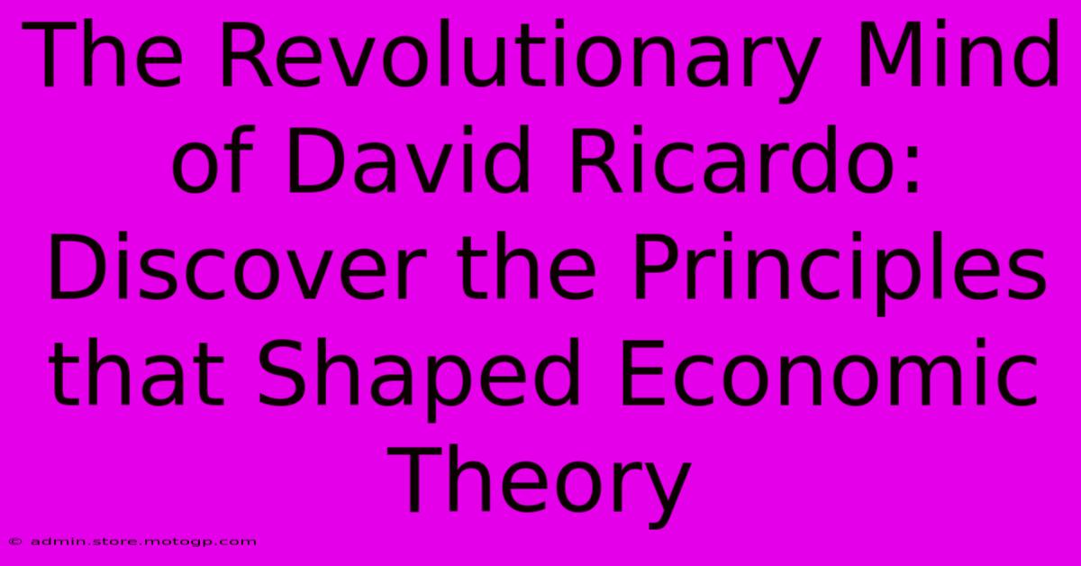 The Revolutionary Mind Of David Ricardo: Discover The Principles That Shaped Economic Theory