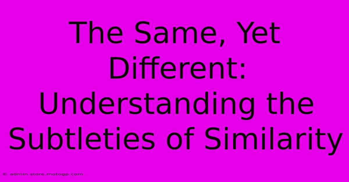 The Same, Yet Different: Understanding The Subtleties Of Similarity