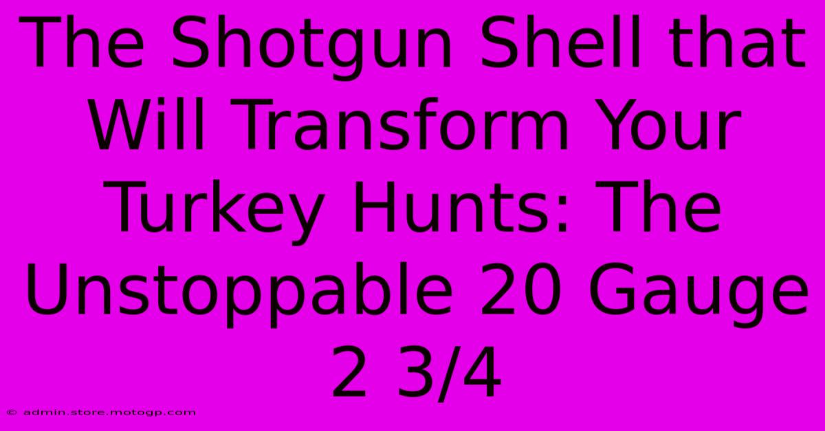 The Shotgun Shell That Will Transform Your Turkey Hunts: The Unstoppable 20 Gauge 2 3/4