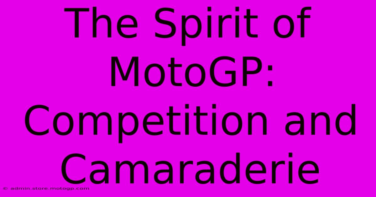 The Spirit Of MotoGP: Competition And Camaraderie