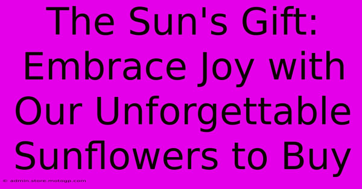 The Sun's Gift: Embrace Joy With Our Unforgettable Sunflowers To Buy