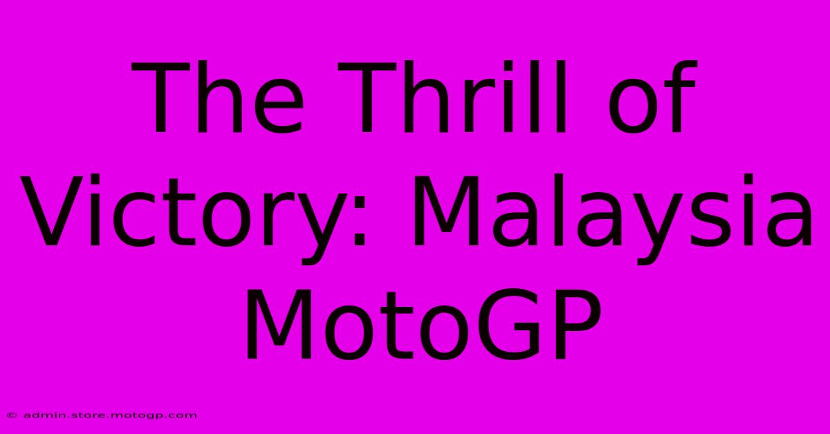 The Thrill Of Victory: Malaysia MotoGP