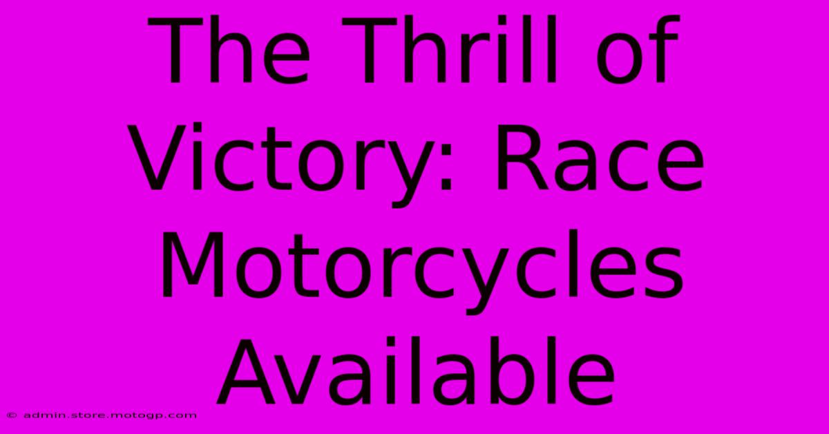 The Thrill Of Victory: Race Motorcycles Available