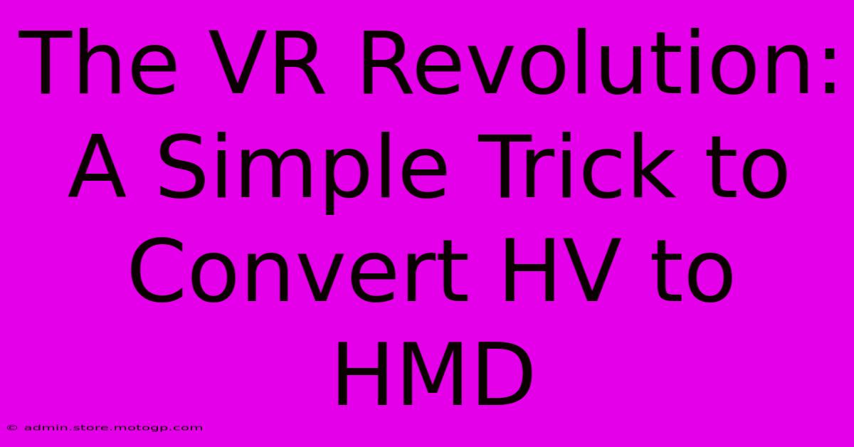 The VR Revolution: A Simple Trick To Convert HV To HMD