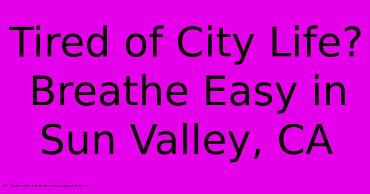 Tired Of City Life? Breathe Easy In Sun Valley, CA