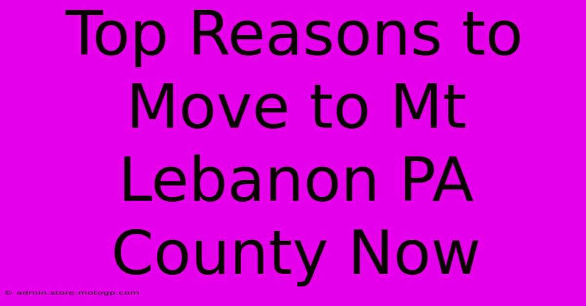 Top Reasons To Move To Mt Lebanon PA County Now