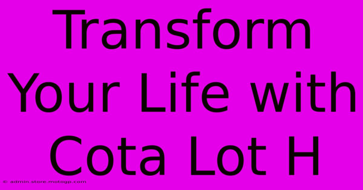 Transform Your Life With Cota Lot H