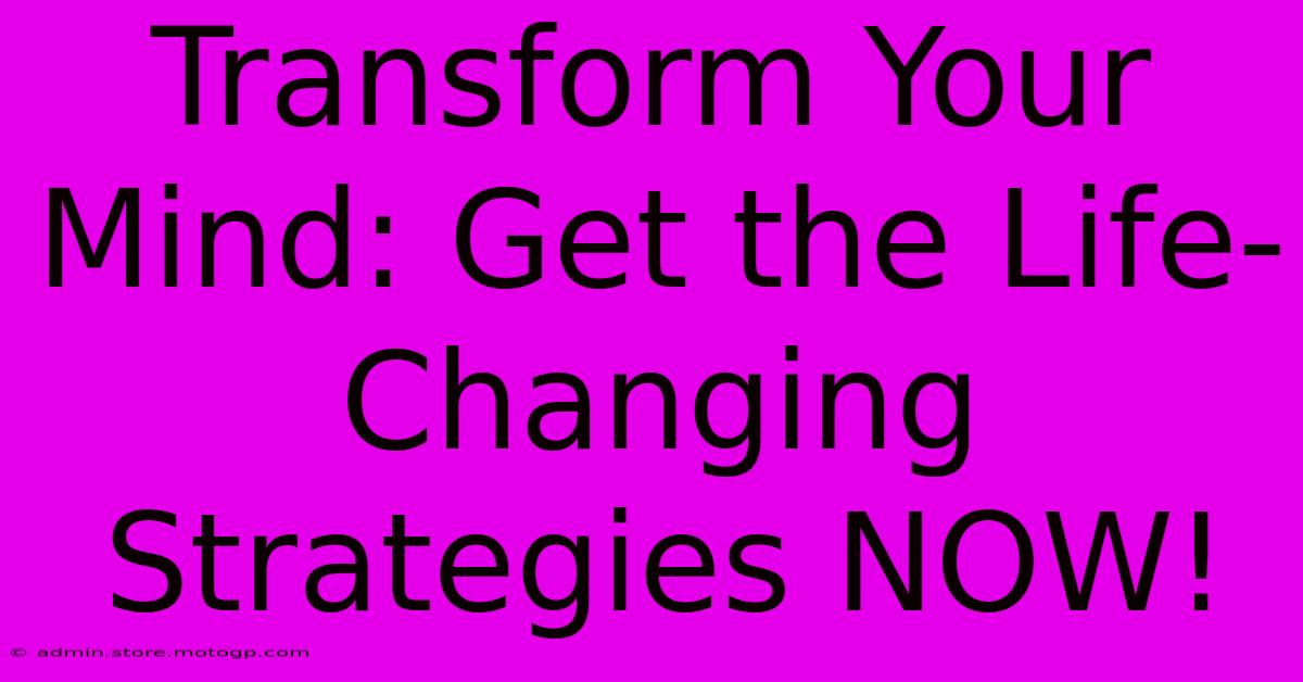 Transform Your Mind: Get The Life-Changing Strategies NOW!