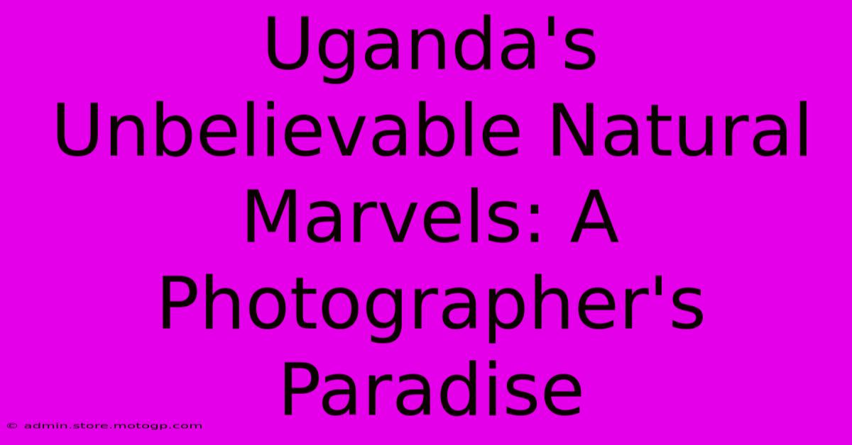 Uganda's Unbelievable Natural Marvels: A Photographer's Paradise