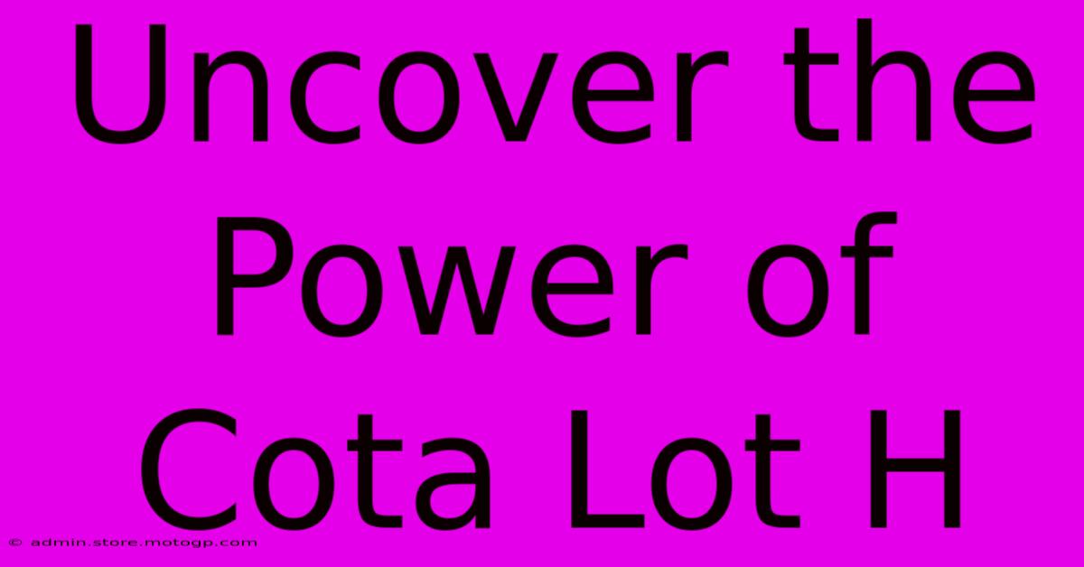 Uncover The Power Of Cota Lot H