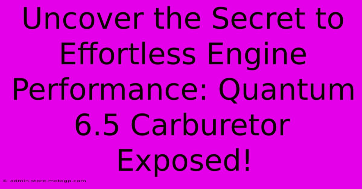 Uncover The Secret To Effortless Engine Performance: Quantum 6.5 Carburetor Exposed!