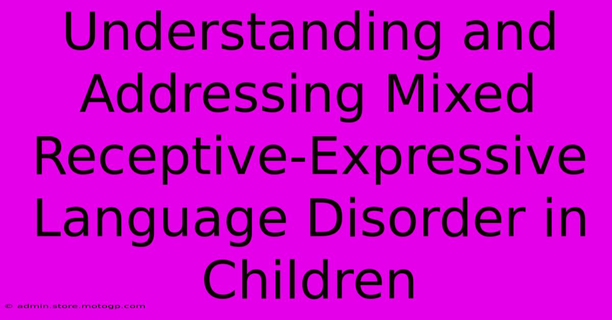 Understanding And Addressing Mixed Receptive-Expressive Language Disorder In Children