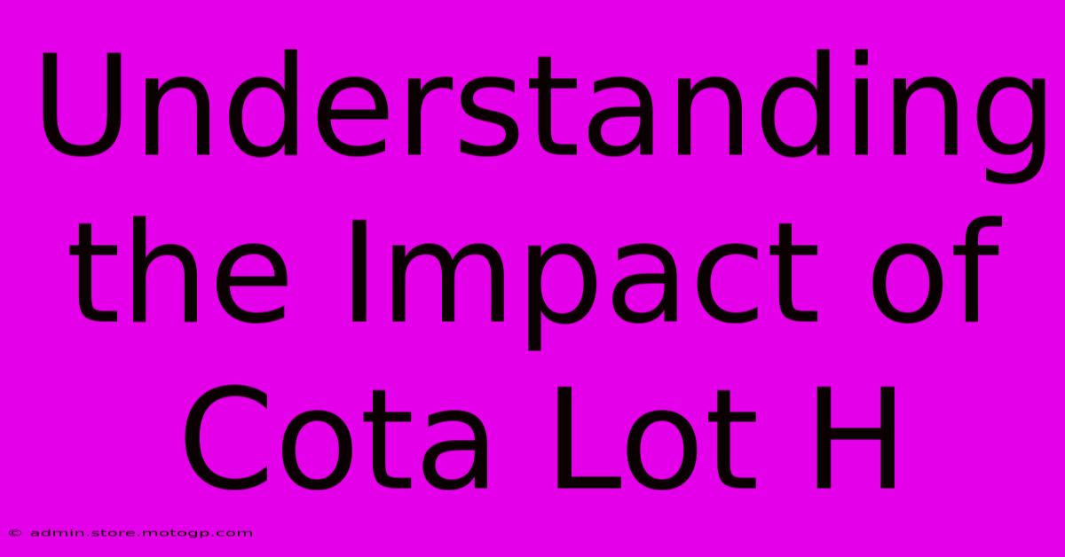 Understanding The Impact Of Cota Lot H