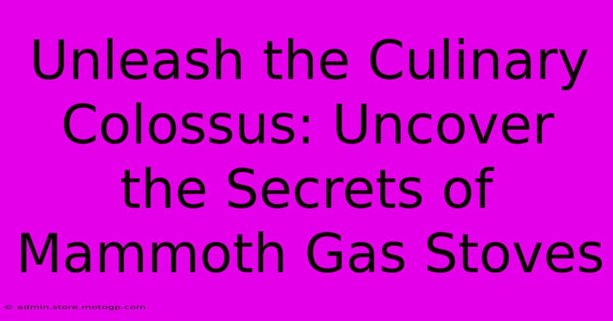 Unleash The Culinary Colossus: Uncover The Secrets Of Mammoth Gas Stoves