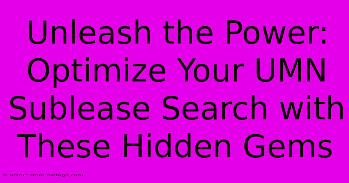 Unleash The Power: Optimize Your UMN Sublease Search With These Hidden Gems