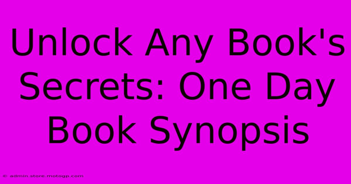 Unlock Any Book's Secrets: One Day Book Synopsis