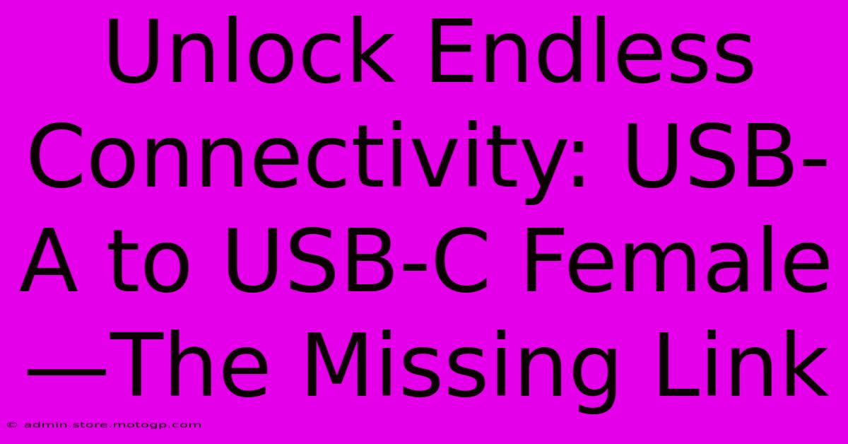 Unlock Endless Connectivity: USB-A To USB-C Female—The Missing Link