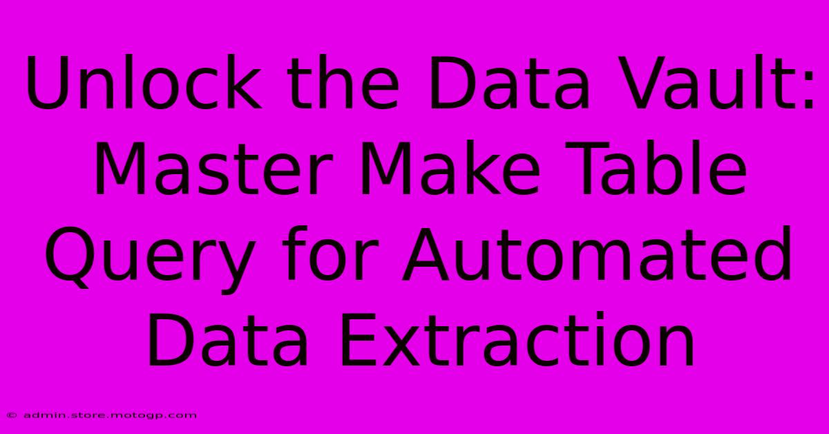 Unlock The Data Vault: Master Make Table Query For Automated Data Extraction