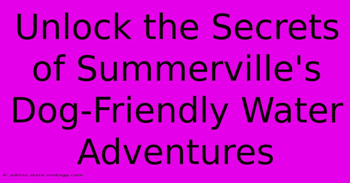 Unlock The Secrets Of Summerville's Dog-Friendly Water Adventures