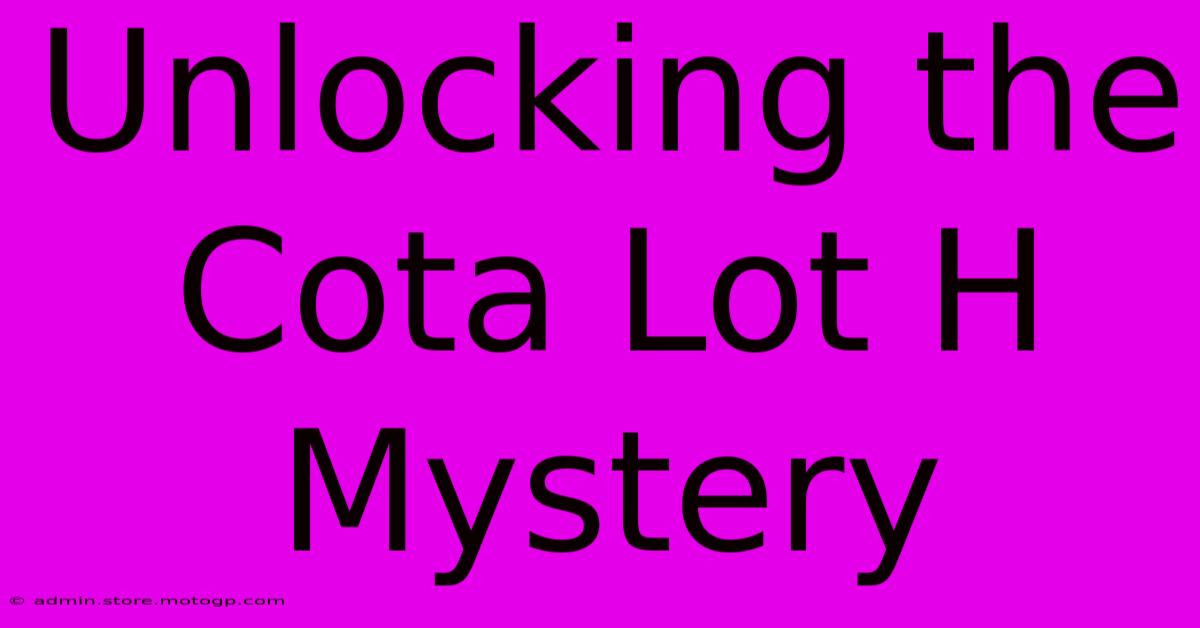 Unlocking The Cota Lot H Mystery