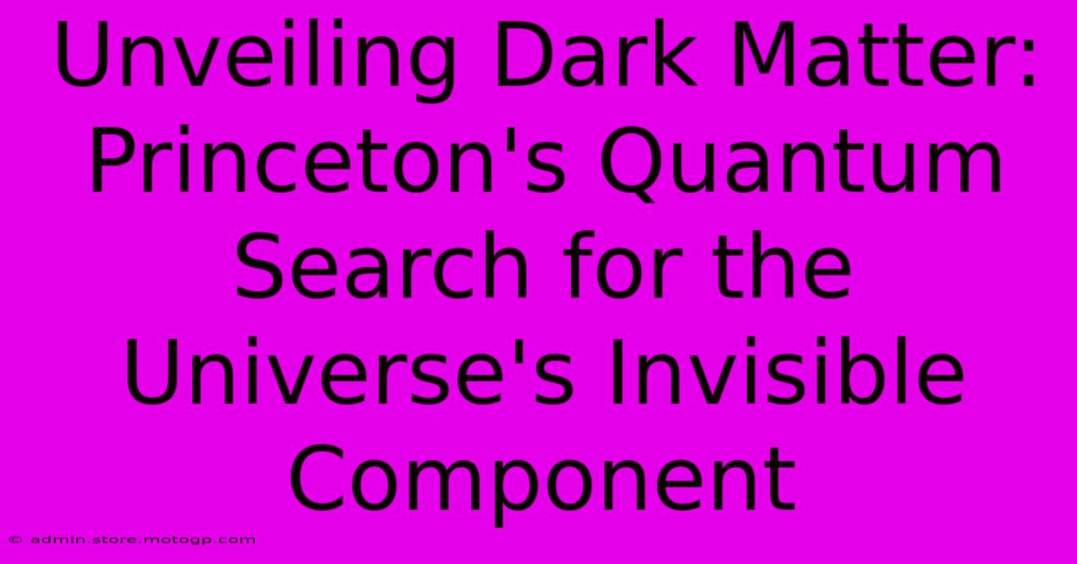 Unveiling Dark Matter: Princeton's Quantum Search For The Universe's Invisible Component