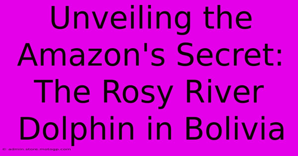 Unveiling The Amazon's Secret: The Rosy River Dolphin In Bolivia