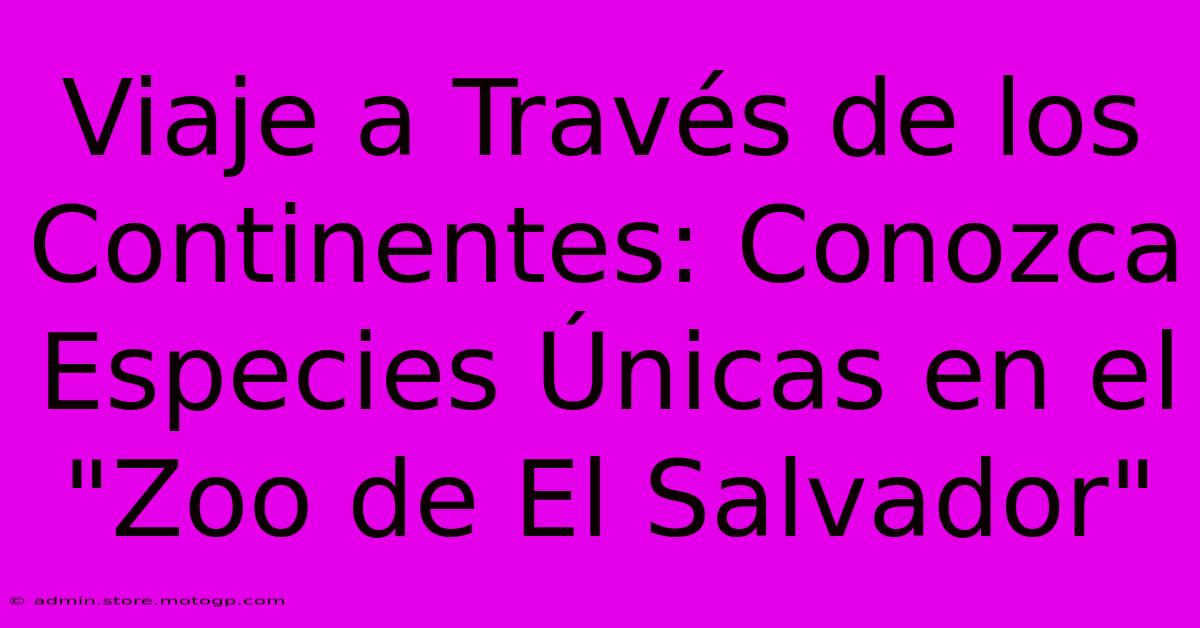 Viaje A Través De Los Continentes: Conozca Especies Únicas En El 