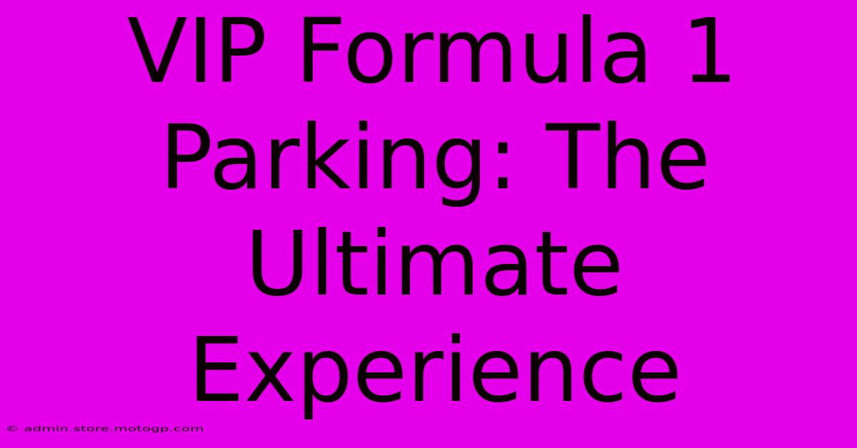 VIP Formula 1 Parking: The Ultimate Experience