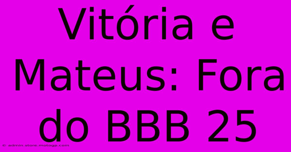 Vitória E Mateus: Fora Do BBB 25