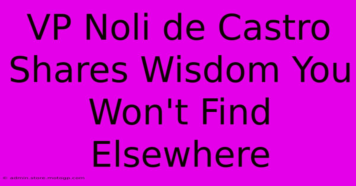 VP Noli De Castro Shares Wisdom You Won't Find Elsewhere