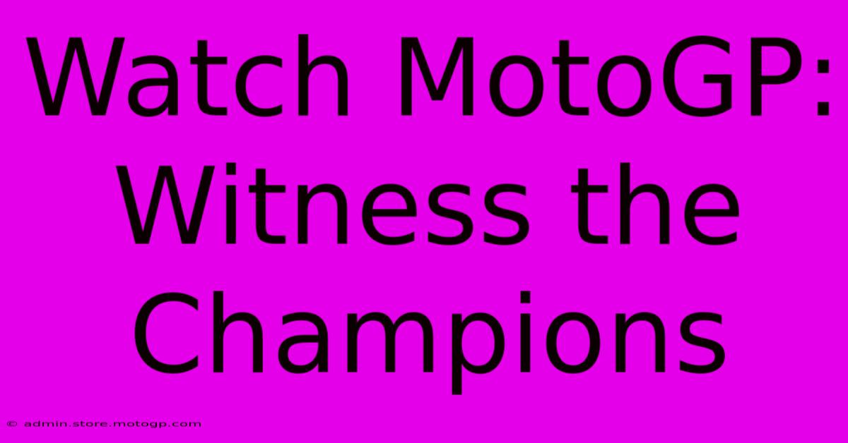 Watch MotoGP: Witness The Champions