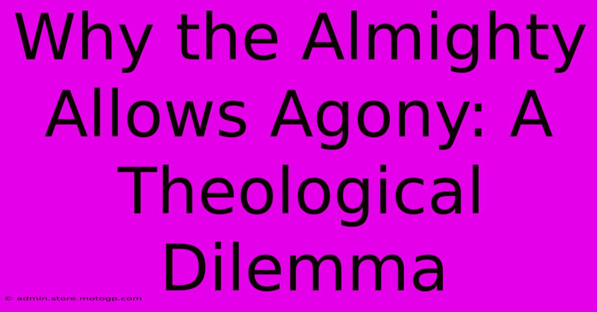 Why The Almighty Allows Agony: A Theological Dilemma