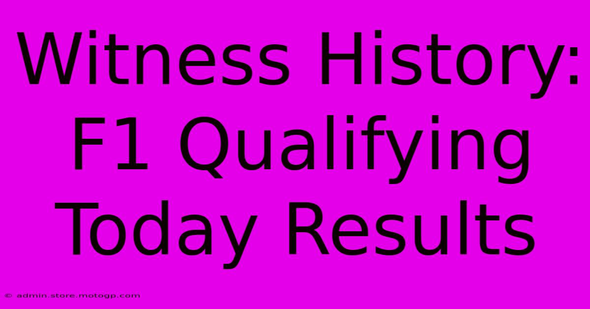 Witness History: F1 Qualifying Today Results